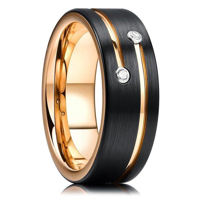 Mode 8mm Männer Rote Nut Abgeschrägte Kante Edelstahl Keltischen Drachen Ring Zirkon Inlay Rot Carbon Fiber Ring Männer hochzeit Band