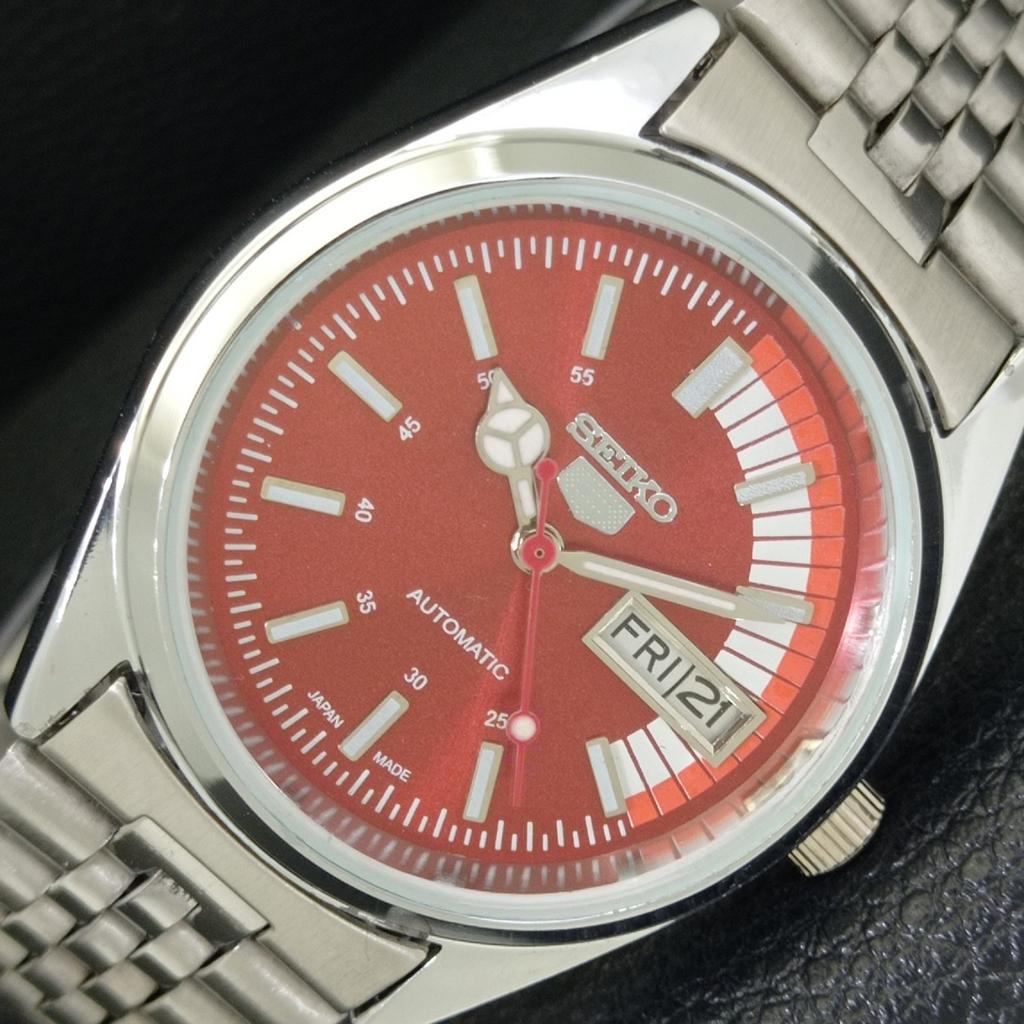 Seiko 5 AUTOMATIC VINTAGE REFURBISHED 6309A JAPAN MENS RED DIAL WATCH A440878-9 Sk-a440878-1