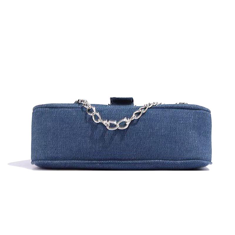 Damenhandtaschen Denim Sterne Muster Cool Girls Y2K Achseltasche Canvas Weiblich Kleine Umhängetaschen Kette Tragetasche