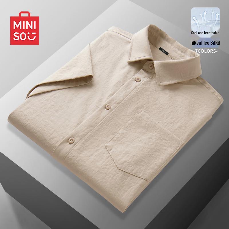 MINISO Men s Ice Silk Short Sleeve Casual Shirt L