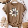 Women Summer T Shirt Retro Fashion Short Sleeve Tees Casual Flower Printed  Tops