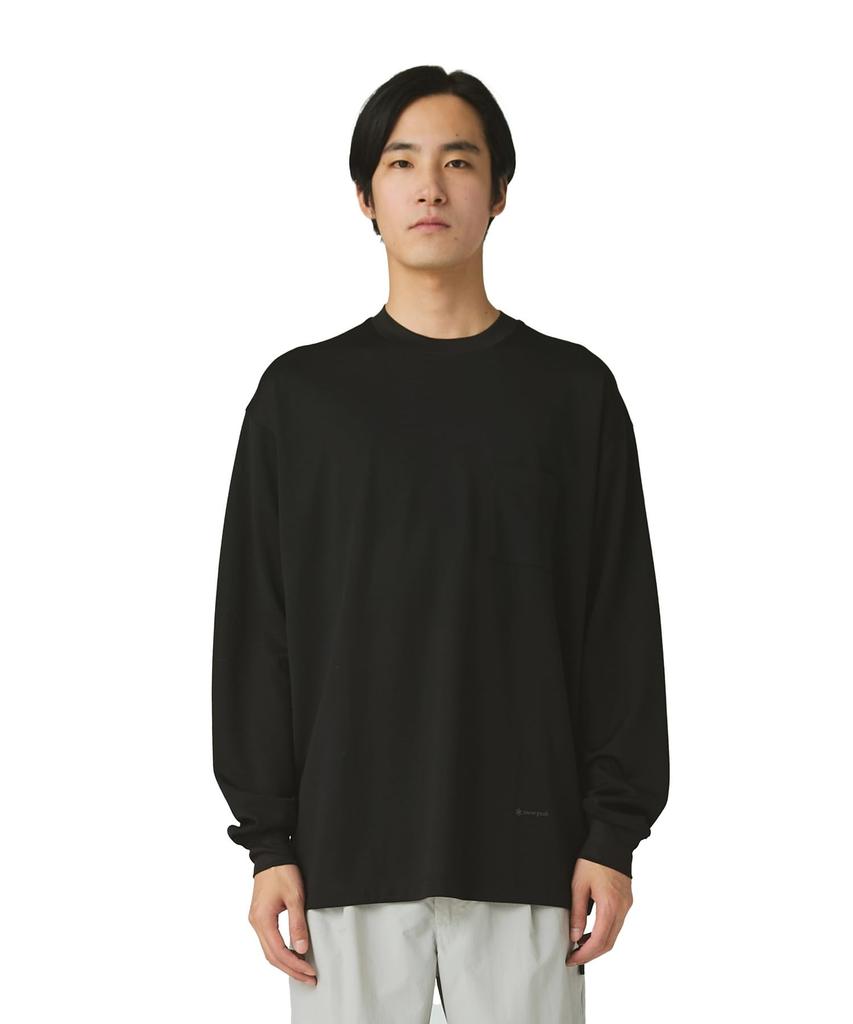 Snow Peak Hybrid Wool Mesh Cut and Long and Size L L/S T-Shirt SW-25AU017, Sew, Sleeve, Men's Women's, Black,
