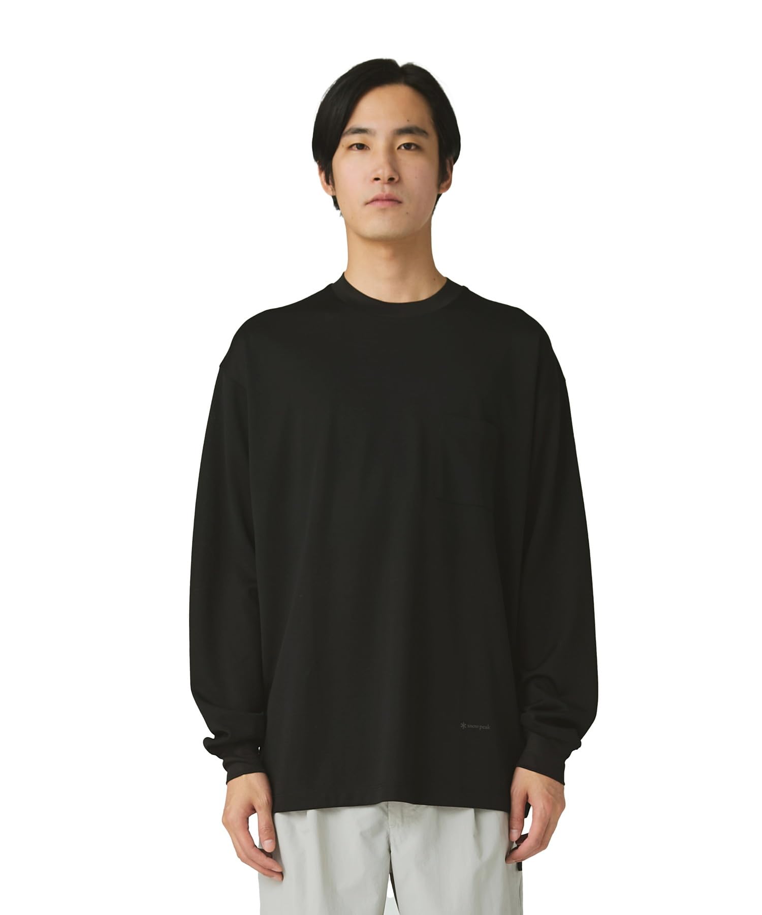 

Snow Peak Hybrid Wool Mesh Cut and Long and Size L L/S T-Shirt SW-25AU017, Sew, Sleeve, Men s Women s, Black, чёрный