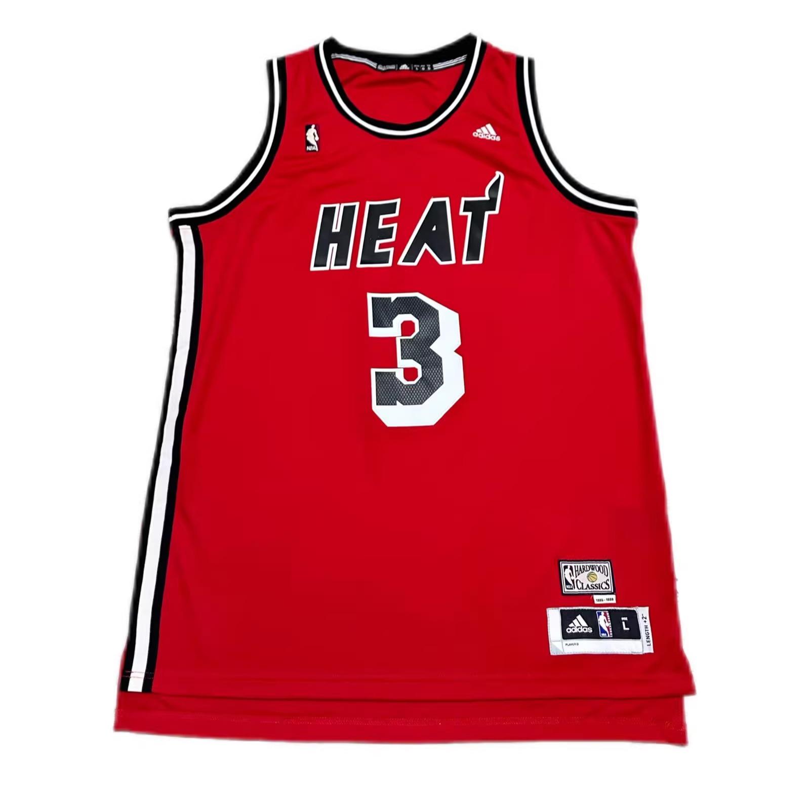 

Adidas X NBA Collaboration Miami Heat Dwyane Wade Brand Logo 3D Retro Fan Edition Sleeveless Basketball Jersey Unisex jersey Red Black 7613A-3HC-K9549 M