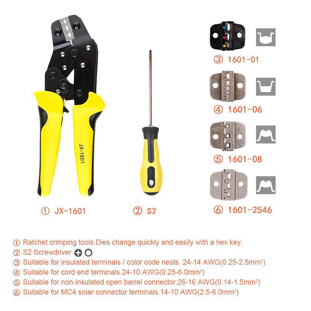 Professional Insulated Wire Terminals Connector Ratcheting Crimper Tool 26-10AWG
