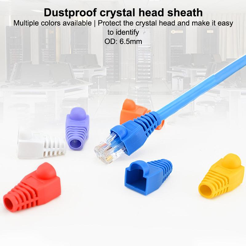 20Pcs Od6.5 Cable Connector Plug Cover Cat5E Cat6 Rj45 Ethernet Network Cable 10 Colors Strain Relief Boots Rj45 Connector Caps