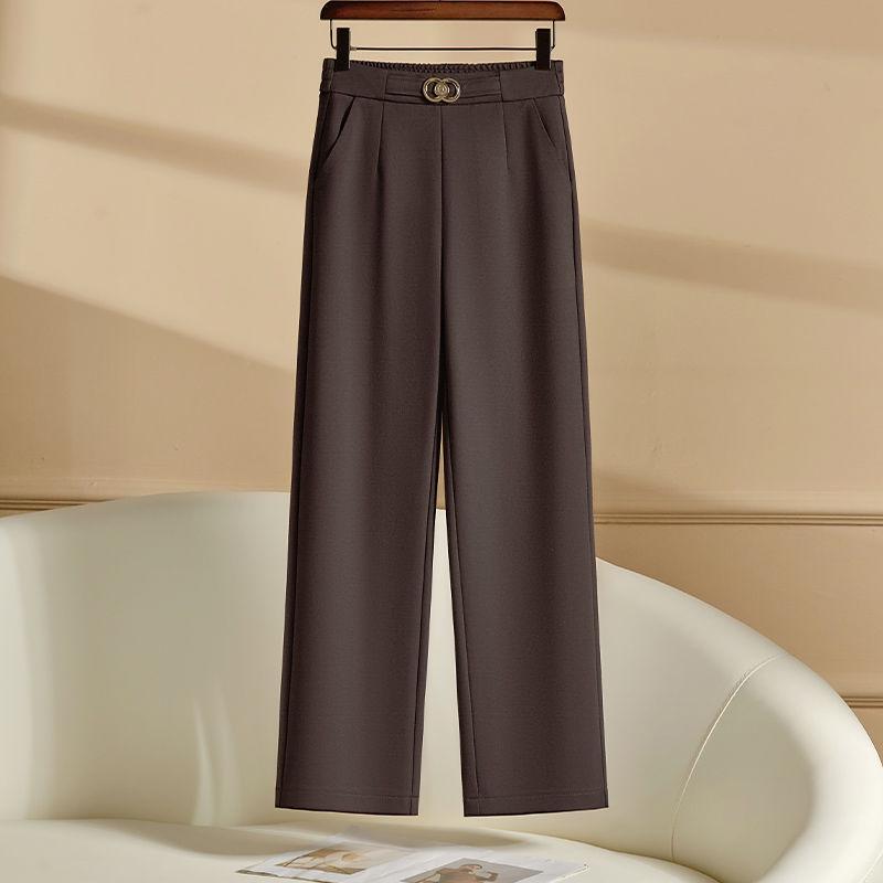 

2025 Spring/Autumn Women s High-Waisted Wide-Leg Pants - Casual, Loose, Versatile Straight-Leg for Mid-Aged Moms 2XL (60-65kg)
