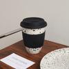 1Pc Ink-Splattered Ceramic Coffee Cup with Lid, Nordic Style Minimalist Cupware, Beautifully Designed, Suitable for Home Decor Tableware