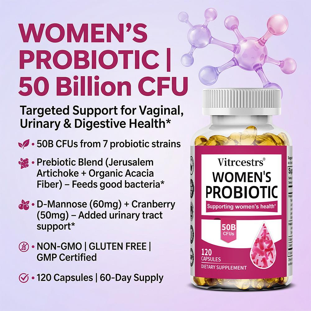 Integratore Alimentare Miscela Probiotica per Donne, Con D-Mannosio Frutti di Mirtillo Rosso