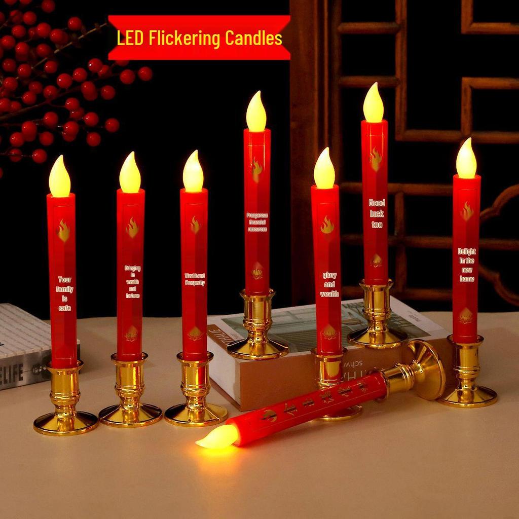 Electronic Candles for Incense Offering: God of Wealth Lamp for Buddha Altar, Housewarming, & New Home Candlestick