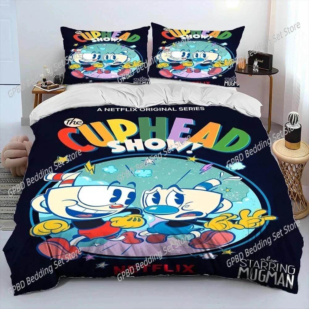 Cuphead And Mugman Game 3D NEW Duvet Cover Pillowcase Bedding Set Adult Boy Girl Bedroom Decoration Children Single Double Large