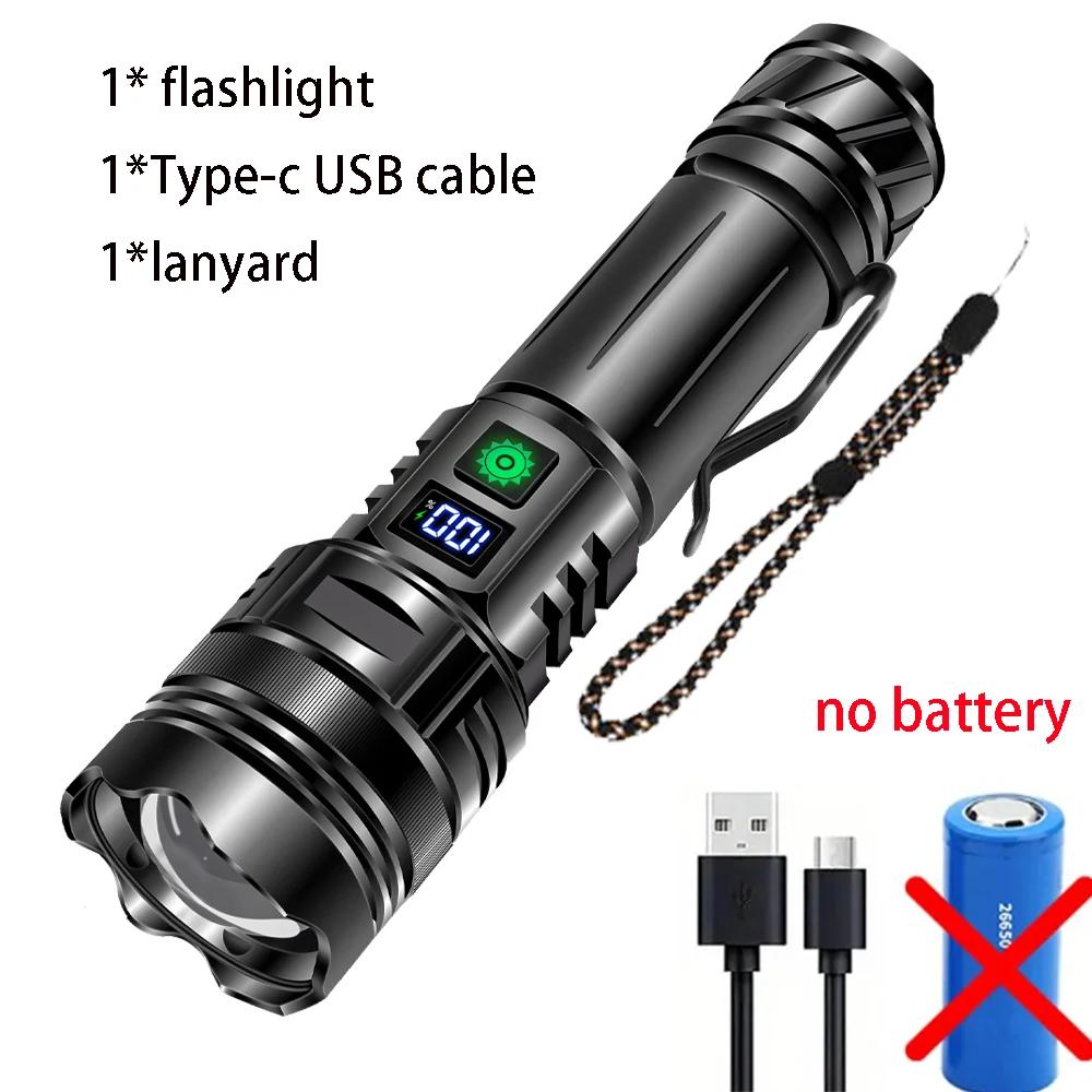 Powerful LED Flashlight Super Bright Rechargeable Portable Ultra Power Torch lamp Outdoor Emergency Camping Lantern