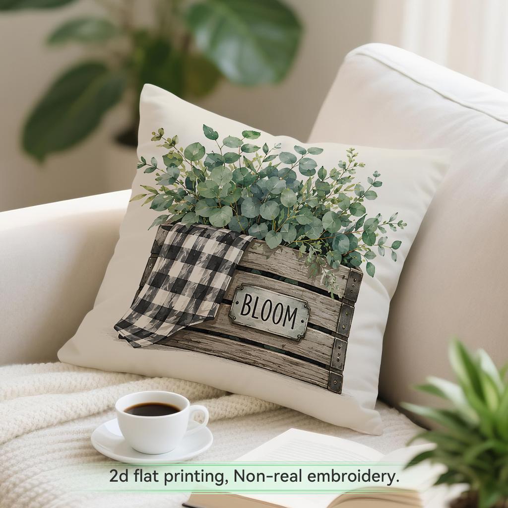 Forest Eucalyptus Green Plant Text Cushions Pillowcase Polyester Cushion Cover Throw Pillow Pillowcover Home Car Sofa Decor