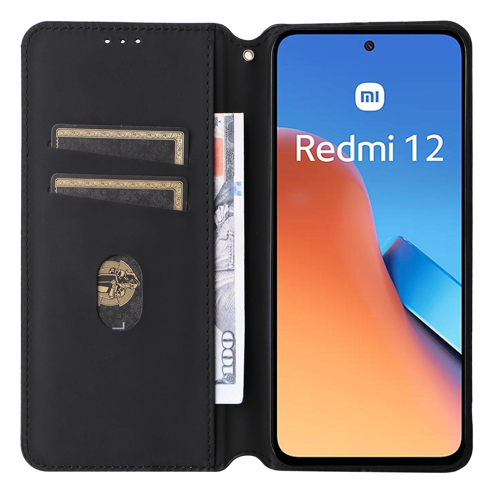 

Flip Stand Phone Case for Xiaomi Redmi 12 4G/12 5G (Global)/Note 12R 5G/Poco M6 Pro 5G Rhombus Imprinted PU Leather Wallet Cover Silver