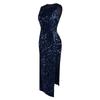 Women Sequin Shiny Bodycon Sleeveless Long Dress Party Evening Wedding Formal Package Hip