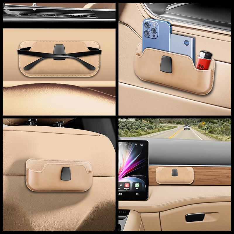 Car Adhesive Glasses Case Car Glasses Case Sunglasses Rack Multi-function Storage Bag Instrument Panel Non-destructive Installat