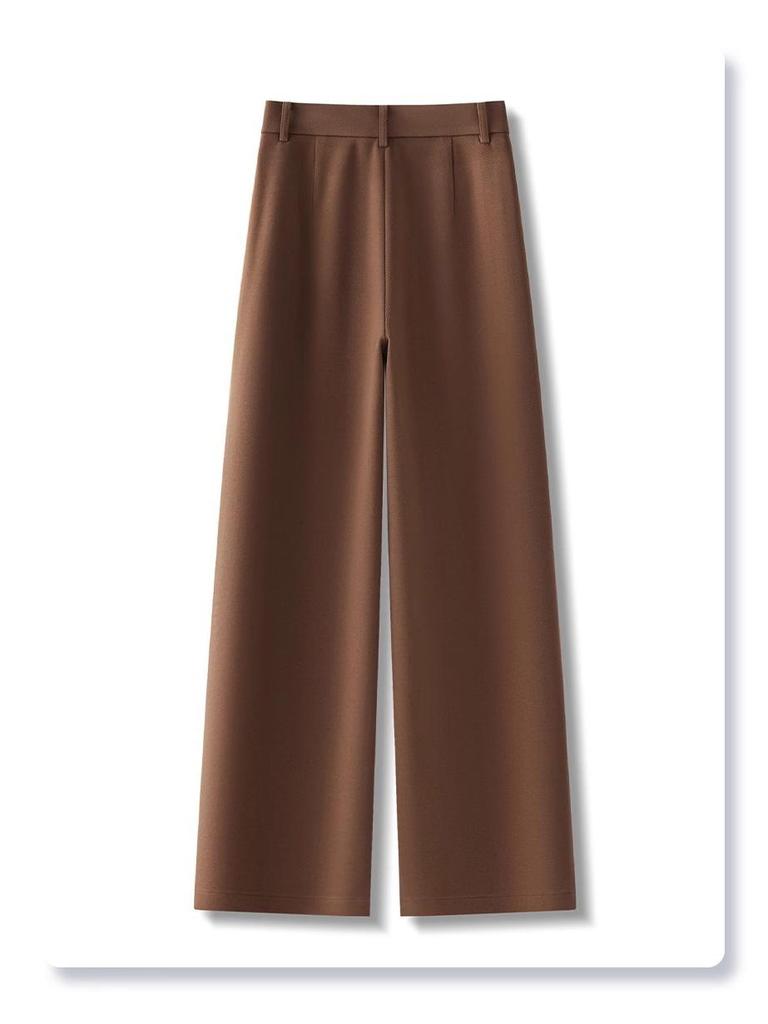 Women's Woolen Casual Pants - 2024 Autumn/Winter Collection, Relaxed Fit, Narrow/Wide Leg, Lazy Straight-Leg Style
