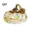 Fall Season Decoration Mini Hand Blown Glass Pumpkin Ornament, Collectible Thanksgiving Halloween Transparent Figurine Faux Crystal Hanging for Fall,