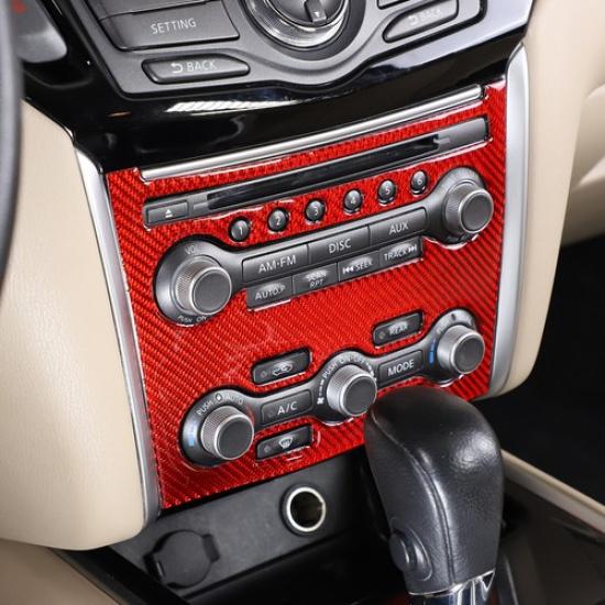 Red Carbon Fiber Air Conditioner Switch Trim Sticker For Nissan Pathfinder 13-18