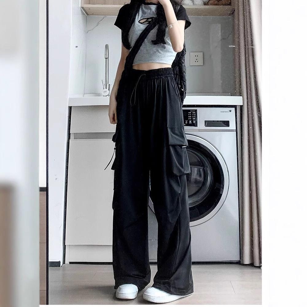 Women's Petite Quick-Dry Cargo Joggers - Summer Wide-Leg Loose Fit Pants