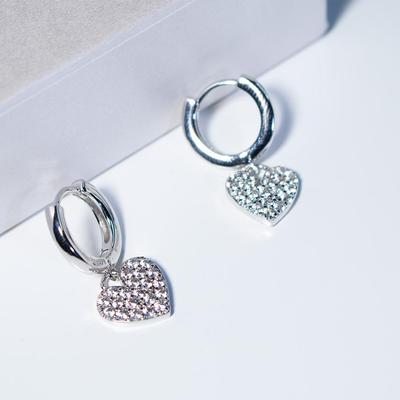 Herz-Zirkon-Ohrringe, Platin, Modeschmuck, Herz-CZ-Ohrringe für Frauen