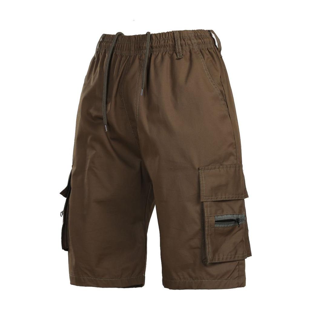 Men's Tactical Shorts Summer Casual Jogging Cargo Shorts Loose Multi-pockets Elastic Waist Work Hiking Overalls Short Pants