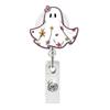 Halloween Badge Reel Bat Spider Web Ghost Pumpkin Retractable Id Badge Holder With 360 Rotating Alligator Clip Nurse Name Holder