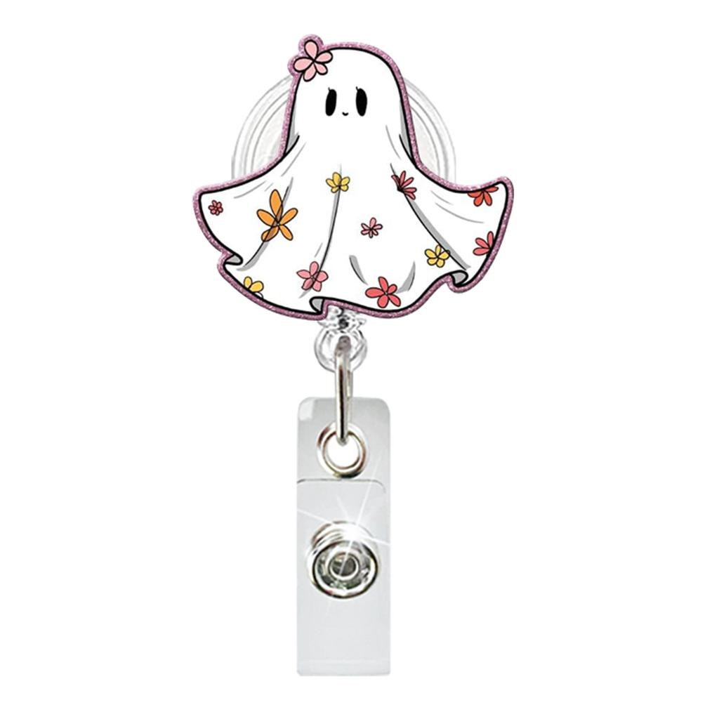 Halloween Badge Reel Bat Spider Web Ghost Pumpkin Retractable Id Badge Holder With 360 Rotating Alligator Clip Nurse Name Holder