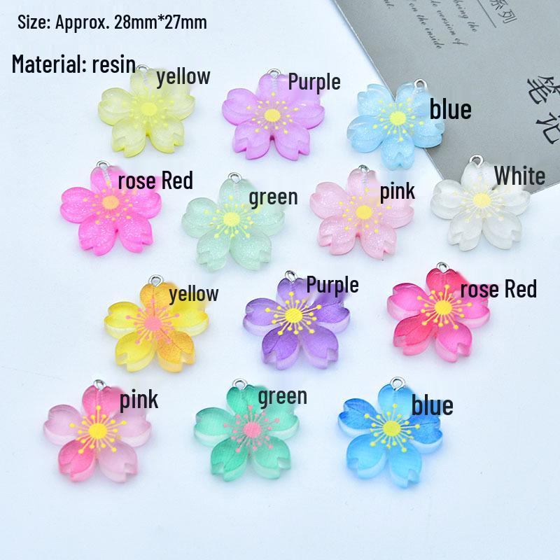 Luminous Sakura Daisy Resin Charms: Earrings, Pendants, Keychains for DIY Jewelry
