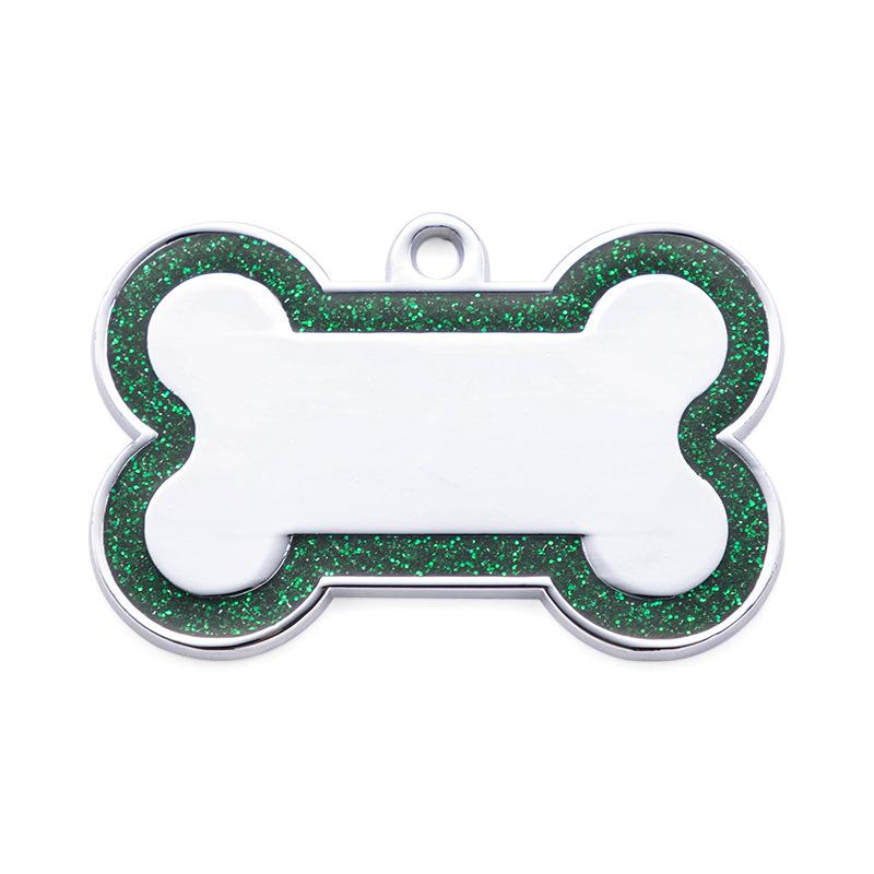 Double Side Dog Cat ID Tag Glitter Dogs Cats Name Pendant Tags Pet Collar Accessories Anti-lost Bone Tags for Small Dog Cat