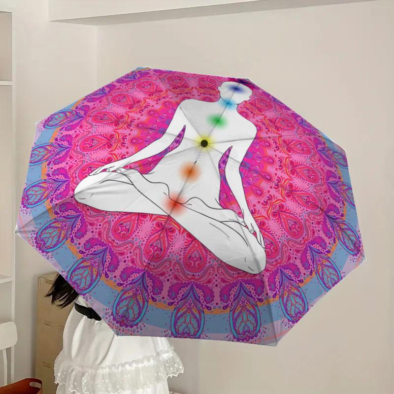 1pc Chakra Meditation Mandala Art Umbrella with Plastic Handle,Suitable for All Seasons Home Travel Outdoor UmbrellaDD212