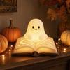 Star Moon Room Decor Magic Book Ghost Night Light, Resin Tabletop Warm Glow Lamp with Gift for Lovers Relief, Cute Bedside Sleeping Light