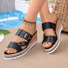 Women's Buckle Wedge Platform Flip-Flops - 2026 Summer Thick Sole, Hollowed-Out Beach Sandals