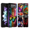 Butterfly Hard PC Phone Case For Samsung Galaxy Z Flip 4 5 Black Cover For Galaxy Z Flip 3 Foldable Shockproof Cases Capas Bags