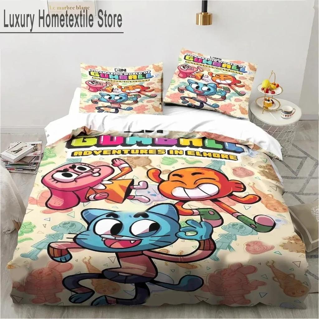 Cartoon The Amazing World Bedding Set Gumball Boys Girls Twin Queen King Size Duvet Cover Pillowcase Bed boys Adult