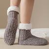 Fleecegefütterte Crew-Socken Warme Hausschuhe mit rutschfesten Noppen Damen Verdickte Flauschige Wintersocken zum Entspannen zu Hause Schlafen
