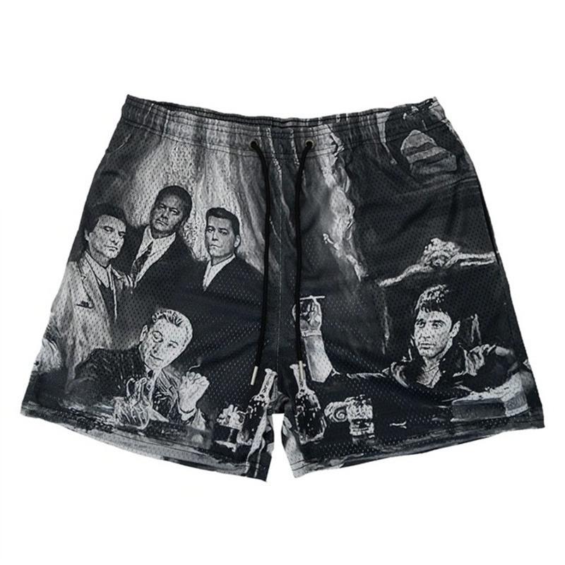Summer Fashion New Men Short Pant Rose Design Casual Shorts Street Hip Hop Fitness Fast Dry Breathable Men Gym Fitness Sports S
