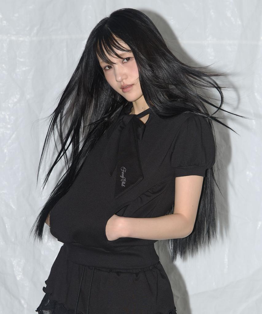 FANCY CLUB Puff Round Scarf Hoodie (Black)_F25Qb081