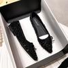 B62025 Spring Sparkling Sequins Delicate Small Pointed Head Shallow Mouth Soft Sole Dating Bow Single Shoes Women