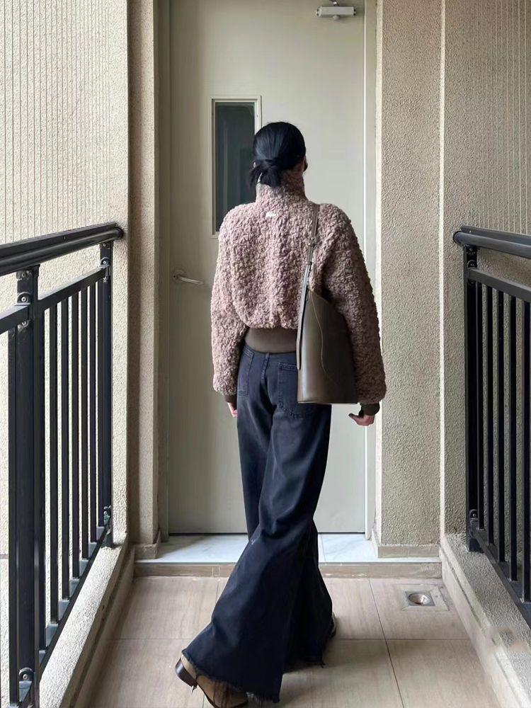 Women's Wide-Leg Frayed Edge Jeans: Autumn/Winter Floor-Length, Slimming Straight-Leg Design