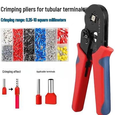 VE Tube Terminal Crimping Tool Set - Self-Adjusting Insulated Wire Lugs Crimping Pliers for Electricians.