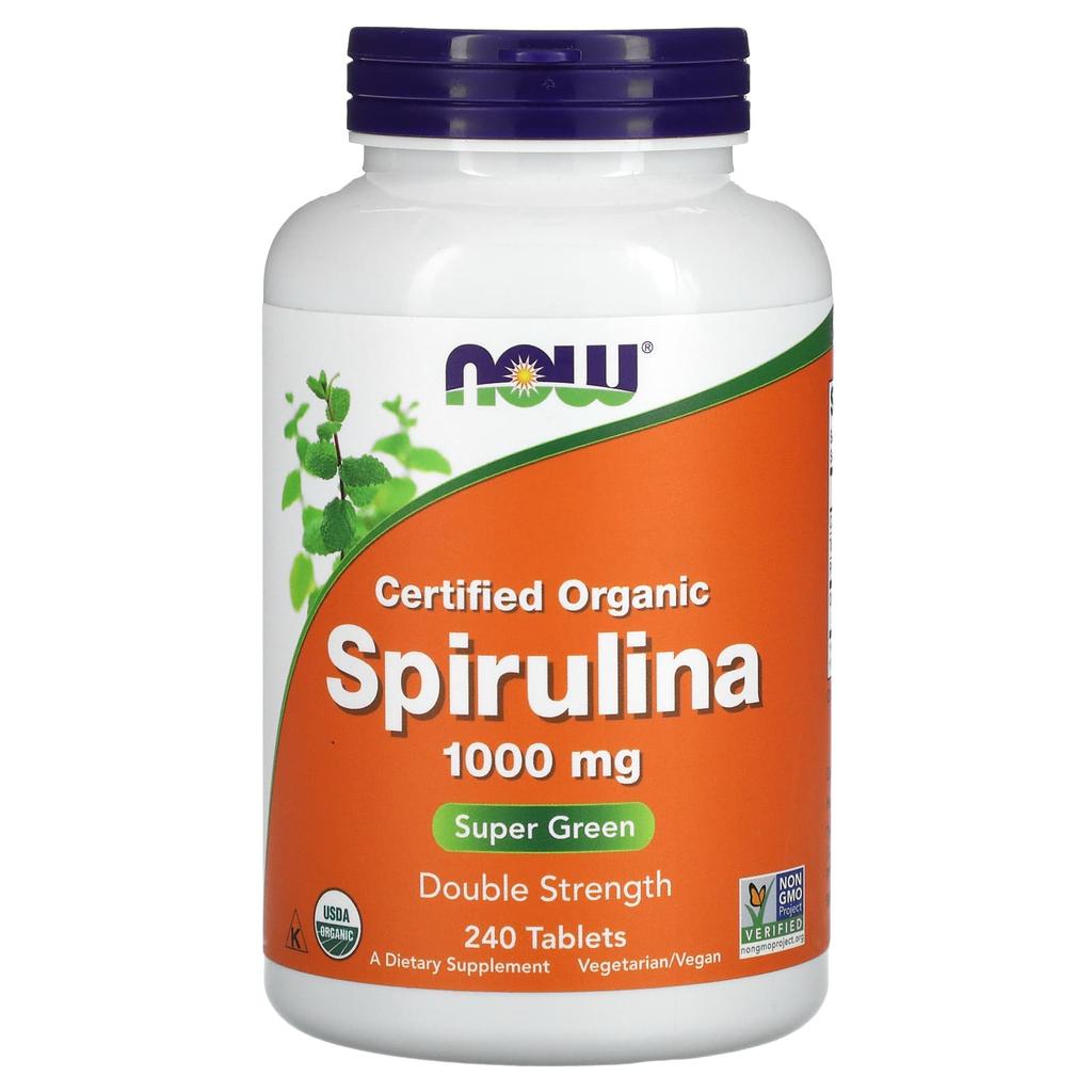 Now Foods Certified Organic Spirulina, 1,000 Mg, 240 Tablets
