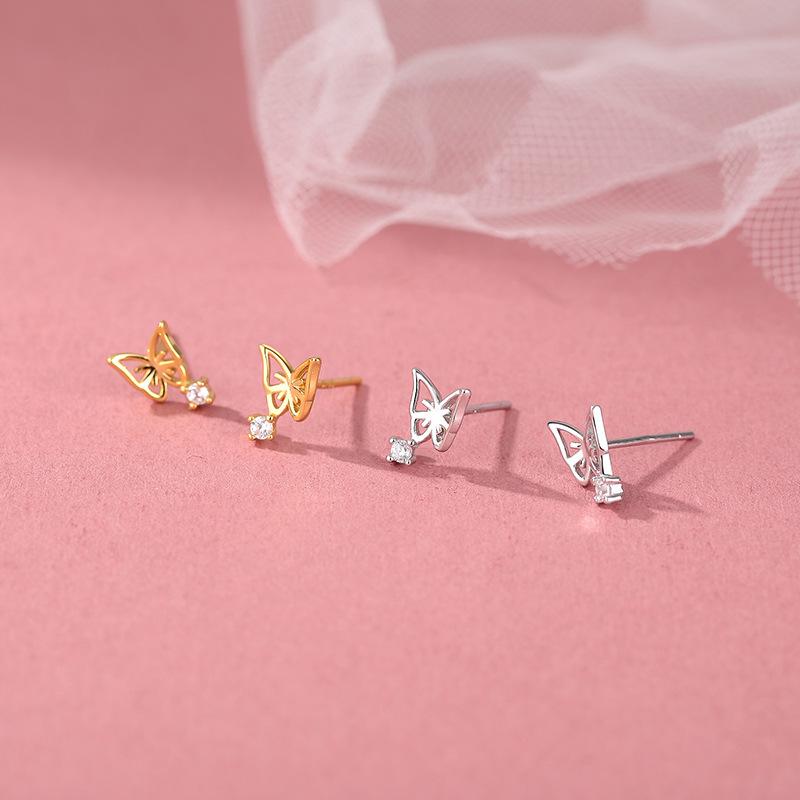Butterfly Zircon Earrings Elegant  Artistic  Fashionable  Commuting  High-end  Compact Earrings