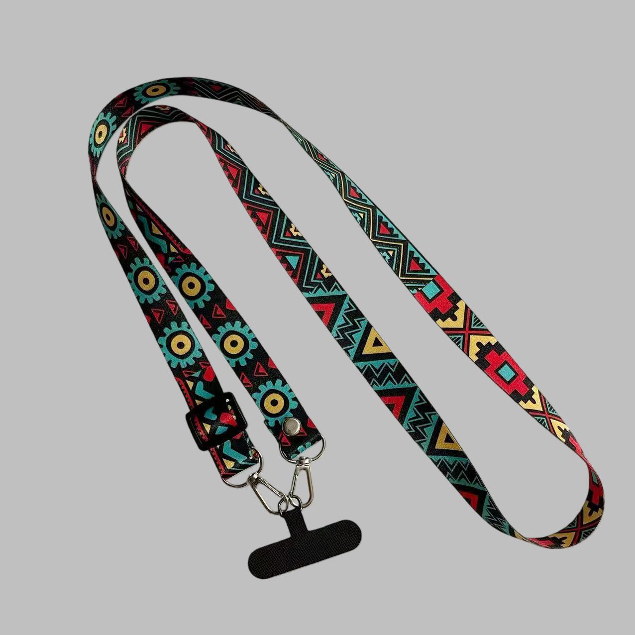 Premium Ethnic-Inspired Custom Cellphone Strap Retro Totem Design Crossbody Lanyard with Logo Polyester Universal Fit Polyester