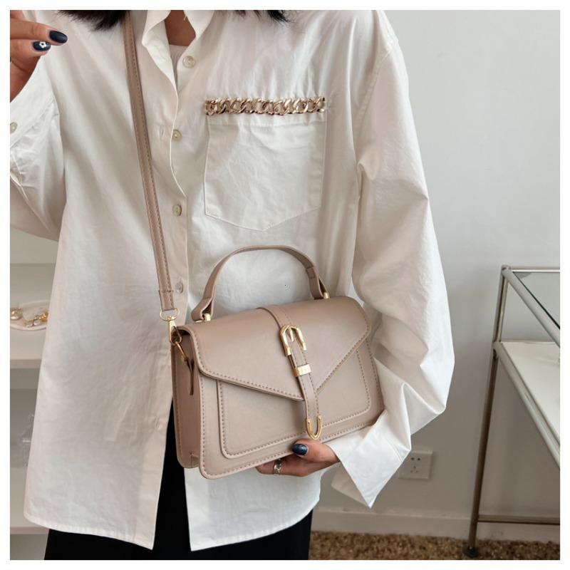 Fashionable Minimalist Crossbody Bag with Top Handle and Flap for Women Solid Color Square Purse with Simple Design Womens Bag