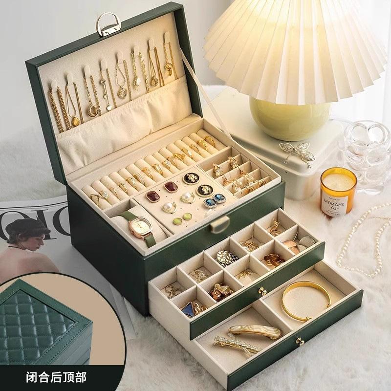 Jewelry Storage Box High-end Delicate Necklace Earrings Gold Jewelry Box Large Capacity Multi-layer Jewelry Box