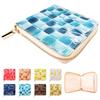 Trendy Yamagishi Genuine Leather Enamel Bifold Wallet with Round Embossed Elegant Stained Glass Turquoise Zipper, Women's, Compact, High-Quality