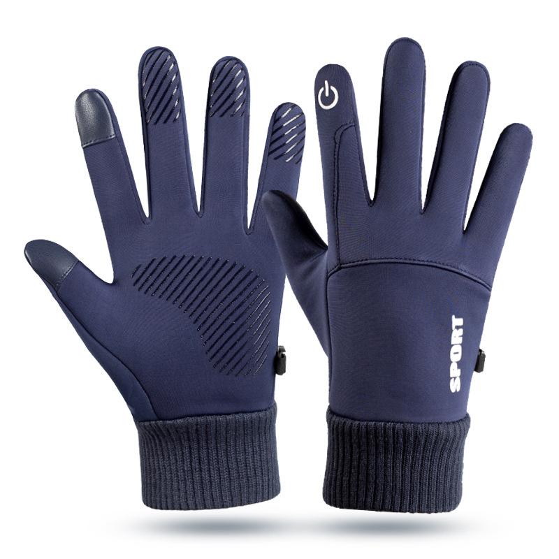 Schwarze Winter-warme volle Finger, wasserdicht, Radfahren, Outdoor-Sport, Laufen, Motorrad, Ski, Touchscreen, Fleece-Handschuhe