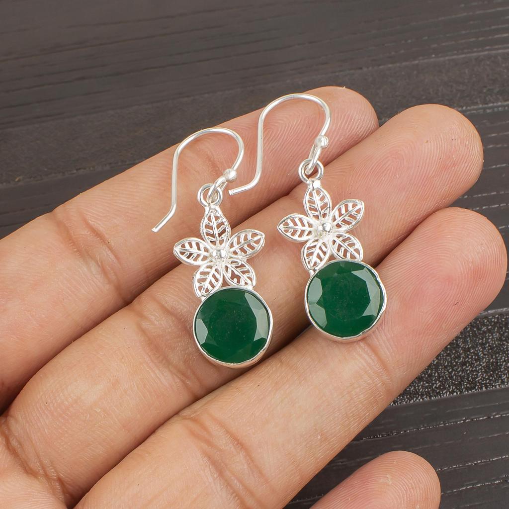 Green Onyx Earrings, 925 Sterling Silver Jewelry, Gift For Women Handmade Earrings Gemstone Jewelry
