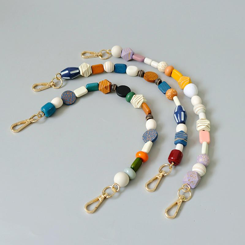 Nowa torebka damska akcesoria kolorowe drewniane koraliki z żywicy część ręcznie wykonana opaska na nadgarstek etui na telefon pasek kobiety wymiana torby łańcuszek z uchwytem